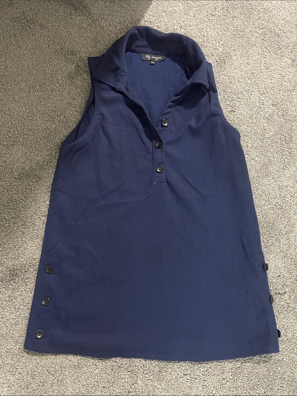 Lilly Pulitzer Navy Sleeveless Polo Tank with Button Side Accents
